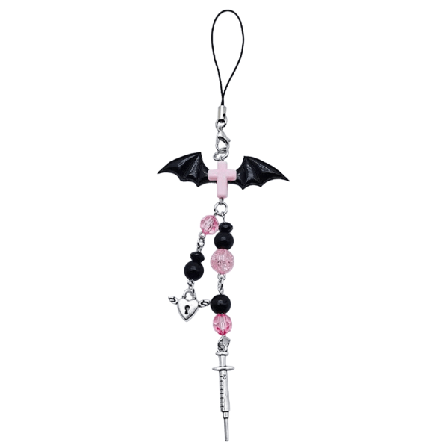 Goth Y2K telefon sjarm anheng Kawaii-nøkkelring for veske Søt tilbehør kvinner gitar stropp lanyard beaded nøkkelring anheng