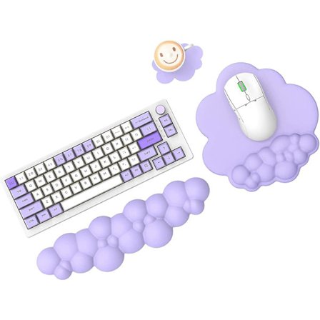 Sky Mousepad og Håndleddstøtte for Tastatursett med Koselig Underlag, Komfortabel Minnefoam Håndleddstøtte for Mousepadsett Med