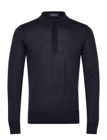 Fred Perry Fine Knit Long Shirt Shirt - Navy - XL