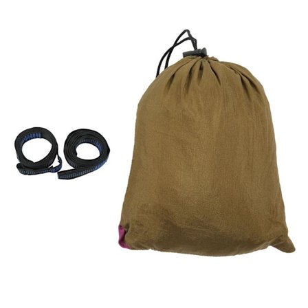 Dobbelt Hængekøje Forlænget Nylon 2 Personers Hængekøje til Camping Backpacking Vandring Gårdhave Have Brun og Lilla[co]