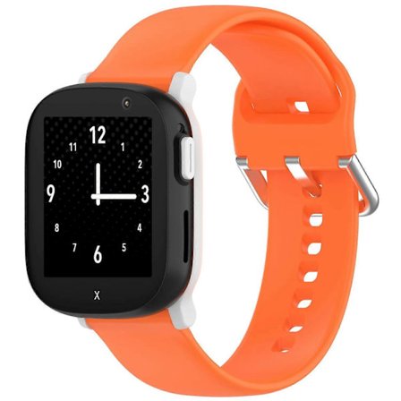For Xplora X6 Play Kids Watch Solid Color Silver Buckle Silicone Wrist Strap (FMY) Orange S