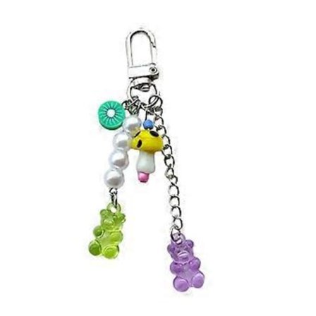 Sød Bjørn Vedhæng Nøglering Charm Håndlavet Tilpasset Telefonrem Snøre med Stjerne Perfekt til Høretelefoner Bøger og Taske