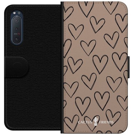 Yhteensopiva Lompakkokotelo Sony Sony Xperia 5 II Cactus and Friends - Earthy Sketch Hearts