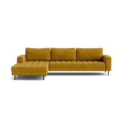 Rouge XL Chaiselongue-Sofa, links in Senfgelb, minimalistisches Design für hohen Komfort, modernes Ecksofa für das Wohnzimmer, 89cm Höhe