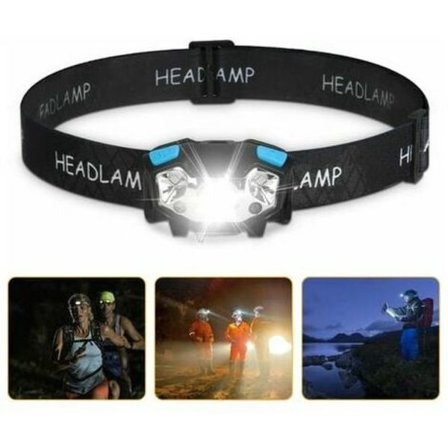 Longziming LED-pannlampa, 5000 lumen LED-arbetslampa, rörelsesensor pannlampa USB-laddningsbar vattentät arbetslampa, 5 ljus