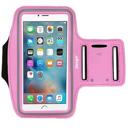 För iPhone 15 - Sport armband rosa utomhus löpning sport armväska