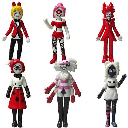 6 stk. Hazbin Hotel Anime Figur Legetøj Alastor Angel Kage Topper Figur Legetøj Samling Model Hjem Dekorationer Gaver