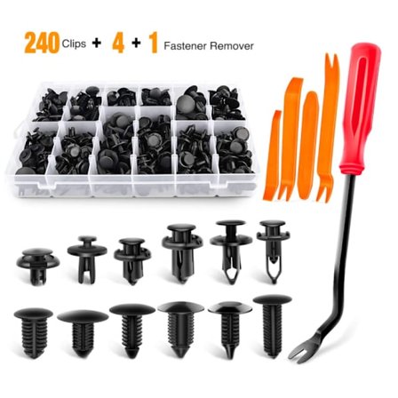 Bumper Push Fastener Rivet Clip Expansion Screw Replacement+Fastener Removal Kit-240pcs(Premium)+Tool 5(One Piece)