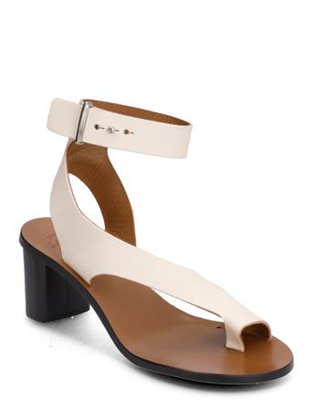 Volparo Linen Vacchetta Sandal Med Hæl White ATP Atelier