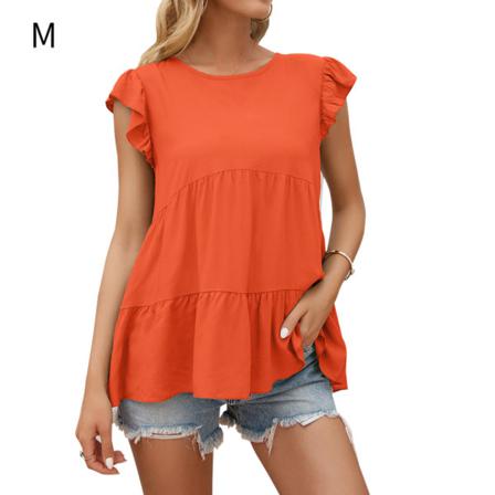 Dam T-shirt Sommar Spets Rund Hals Kort Ärm Casual Lös