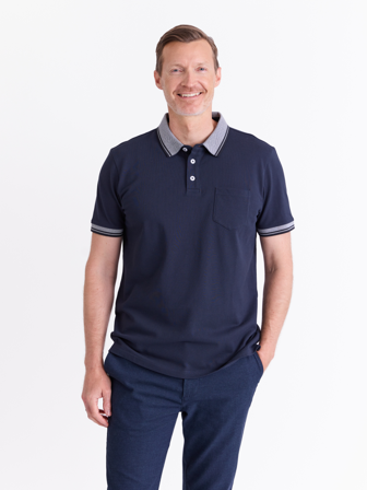 MATCH - Evje pique - Alvo - Str. M - Herre - T-skjorter & Piqué - Blå - 100% bomull