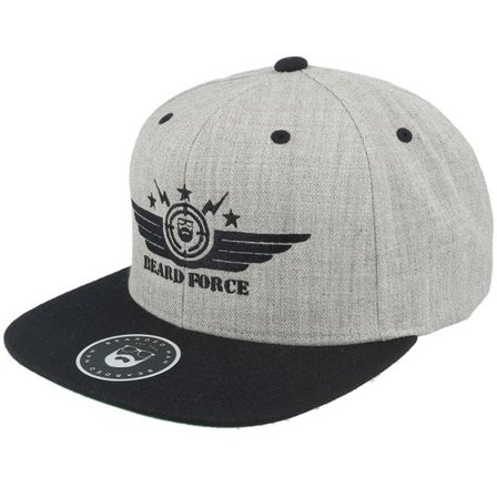 Bearded Man - Grå snapback Keps - Beard Force Grey/Black Snapback @ Hatstore