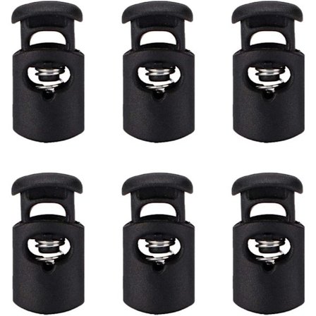 6 stk. Plast Snørestopper Stopper Ende Fjær Stopp Enkelt Hull Togg