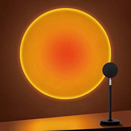 Auringonlaskun projisointilamppu 180 asteen kierrolla ja lattiajalustalla