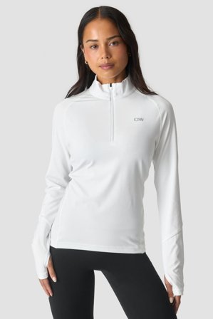 ICANIWILL - Everyday Long Sleeve 1/4 Stripe Zipper White - Dames - sportkleding van ICIW