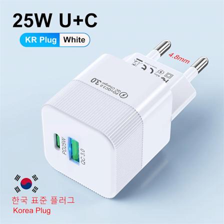 Uslion Korea Plug Pd25w 2 Porte Mini Usb C Hurtigoplader Til 15 11 Pro Max Xiaomi Telefon Hurtig Opladningsadapter Til Rejse KR PLUG WHITE