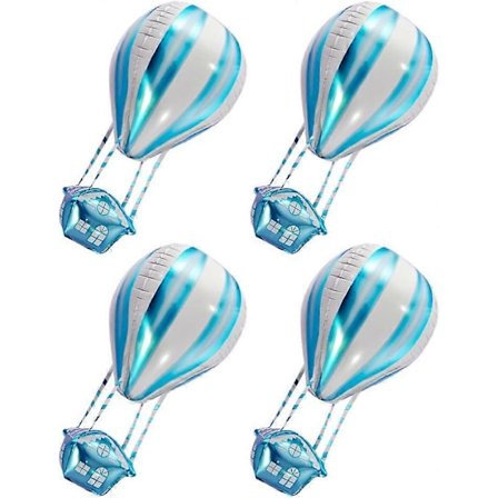 4 stk. Varmluftsballoner Varmluftsballonformede Mylar Aluminium Mylar Film Balloner 4D Festballoner til Baby Shower Bryllup Blå