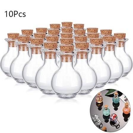10x Små Glasflasker Miniature Potion Flaske Mini Kork Glas