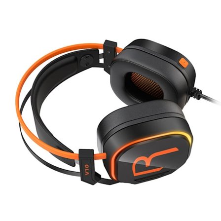 V10 Gaming Headset Hodetelefoner med berøringsfølsom volumkontroll, hudvennlig lær og pustende øreklokker
