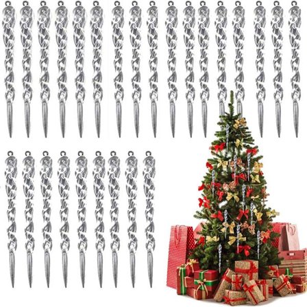 36 stk juleistapp-pynt 13 cm gjennomsiktige akryl istapp-pynt hvite