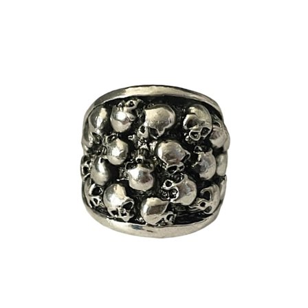 Cool Silver Ring med flera Döskallar / Dödskallar - Stl 19,5