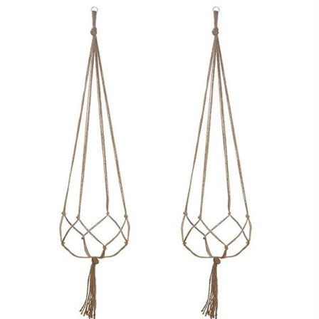 2 Macrame Rep Blomkruka Hängande Korg Tak Växt Hängare Vävda Hampa Rep Nät Väska Hängande Hållare(105cm)