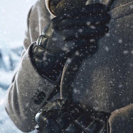 Gants en cuir matelassé marron pour écran tactile pour hommes - Gants pour l'hiver