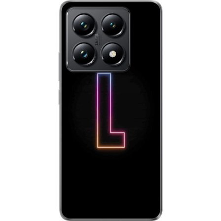 Kompatibelt Mobildeksel til Xiaomi Xiaomi 14T Pro Minimalistisk neonbokstav L i mykt fargeskiftende lys mot svart bakgrunn med ren grafisk estetikk