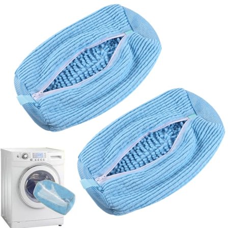 2 stk. Vasketøjs-skopose til vaskemaskine og tørretumbler, genanvendelig skorengøringspose