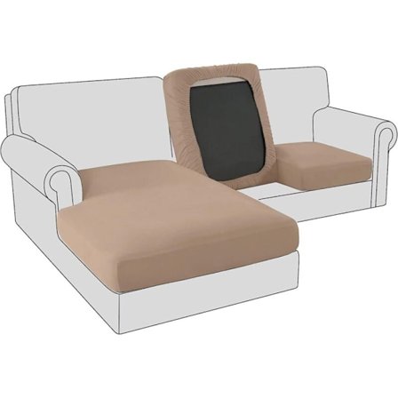 Stretch Sofatrekk, 2+1 Seter L-Formet Hjørne Imitert Skinn Beskyttende Sofatrekk - Brun