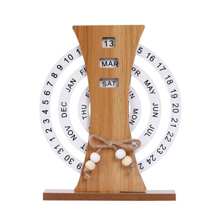Dekorativ roterande kalender i trä
