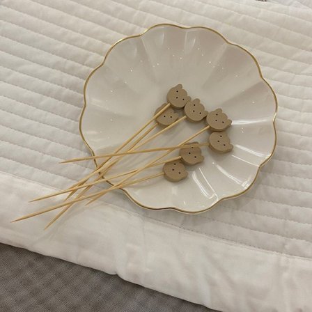 IC 100st e Bear Engångsbambubufféplock Dessertfrukt för