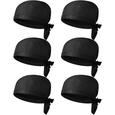 Justerbar kokkehat i 6 stk. Unisex kokkehat til køkkenet, åndbar kokkehat med servicehat til mænd og kvinder, sort
