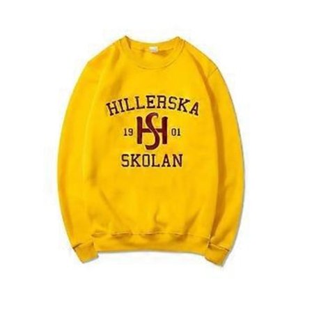 Young Royals Hillerska Skolan Genser Hillerska Skolan Hettegenser Dame Langermet Gensere Grafiske Hettegensere Streetwear Topper (XXXL gul)