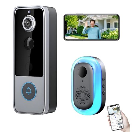 Smart WiFi Dørklokke med Sikkerhedskamera – Tovejs-Audio, Bevægelsesalarm, Auto Snapshots & Lokal Optagelse