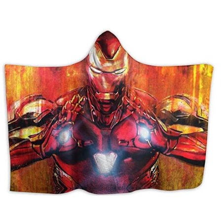 Plush Filt Pläd med Huva Ironman 125 cm x ca 100 cm