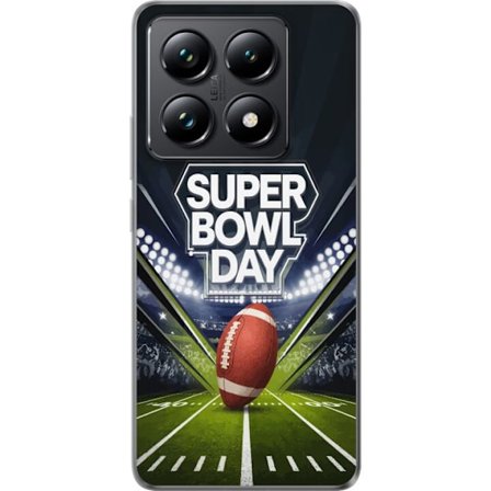 Yhteensopiva Puhelinkuori Xiaomi 14T Pro Super Bowl Day juliste, jossa amerikkalainen jalkapallo valaistuksella varustetulla areenalla dramaattisessa