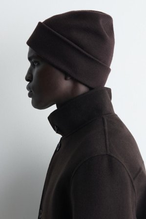 COS Homme Bonnet En Laine Double Face in Marron