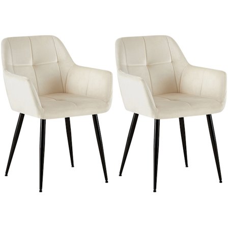 Uppsättning av 2 sammet matstolar - kökstolar - hög komfort - robust metallram
