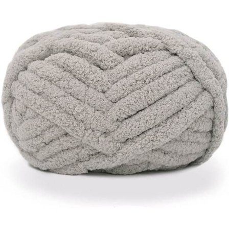 Paksu neulottu chenillelanka käsintehtyihin peittoihin, superpehmeä iso jumboneulelanka, harmaa