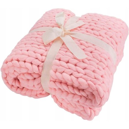 Supertjock handvävd filt, rosa, 50 * 50