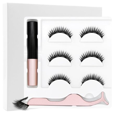 Magnetiske øjenvipper, genanvendelige falske øjenvipper med applikator, naturligt look, lette at påføre uden lim, til begyndere og sensitive øjne