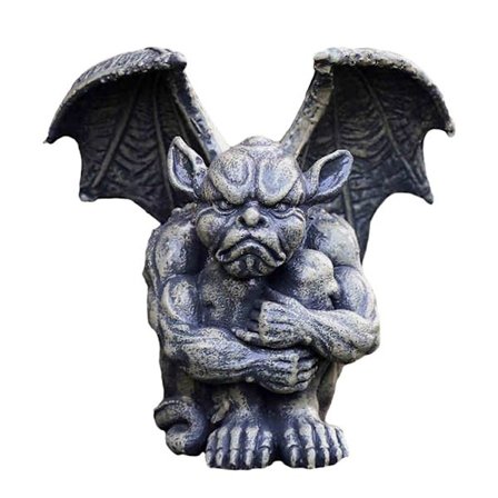 Bevinget Gargoyle Statue Gotisk Siddende Vogter Ond Dæmon Skulptur Figur Harpiks Ornament Halloween Havedekoration