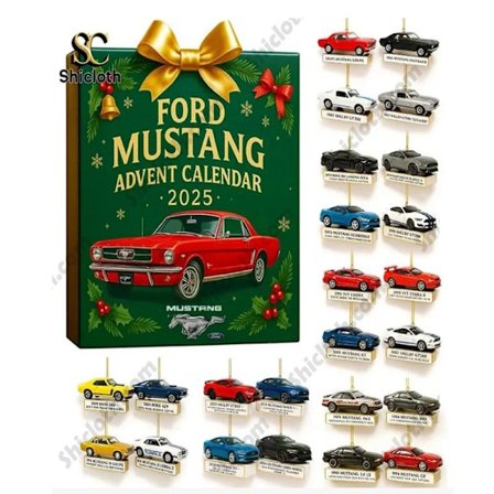 Julekalender, År Porsche Ford Mustang nedtelling til jul juletrepynt akrylanheng, adventskalender 2025 Ford Mustang blindboks