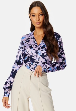 SELECTED Aronia LS AOP Satin Shirt Orchid Petal AOP:AOP Klær