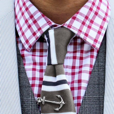 Grå & Blå Stickad Slips för män - Smala slipsar