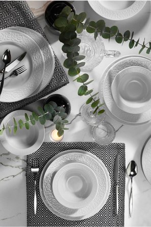 Hermia - Middagssæt (36 dele) Yaren - Hvid - Servicesæt - Fra Homeroom