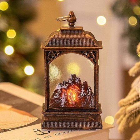 Simulerad eldstad vindlykta, öppen spis ljus, LED lysande flamlampa, skrivbordsdekoration scenlayout