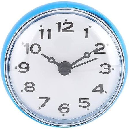 Sugeringskop Vandtæt Rund Mini Vægur Dekoration Til Badeværelse Køkken (Blå)