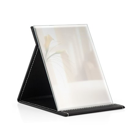12,5x17 cm Bærbart Sammenklappeligt Makeup Spejl, Super HD Kompakt Makeup, Multi Vinkel Stående PU Læder Rejsespejl